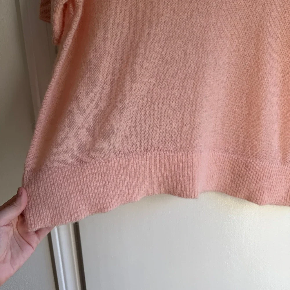 J.Crew Womens Alpaca Wool Blend Short Sleeve Crewneck Sweater Peach Large